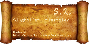 Singhoffer Krisztofer névjegykártya